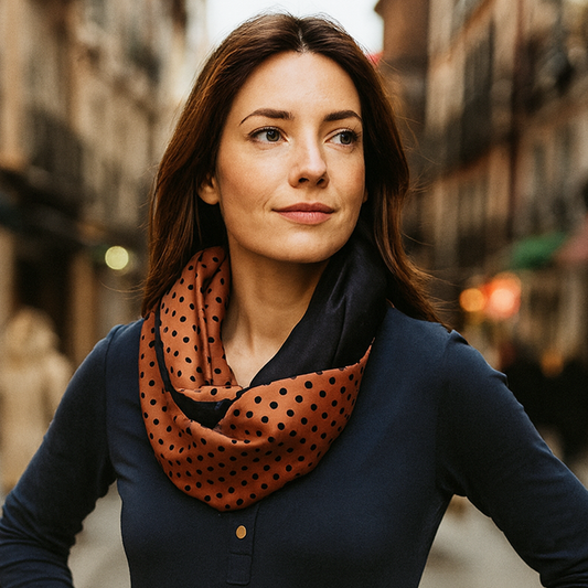 Bufanda Infinita Cuello Reversible Mujer · Lunares/Azul