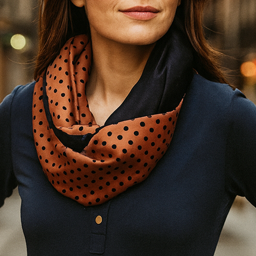 Bufanda Infinita Cuello Reversible Mujer · Lunares/Azul