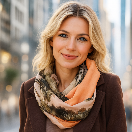 Fular Circular Reversible · Bosque Naranja