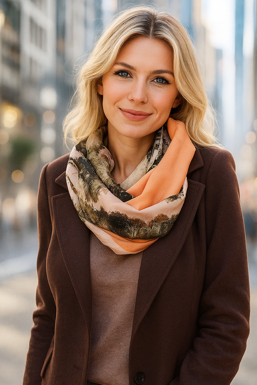 Fular Circular Reversible · Bosque Naranja