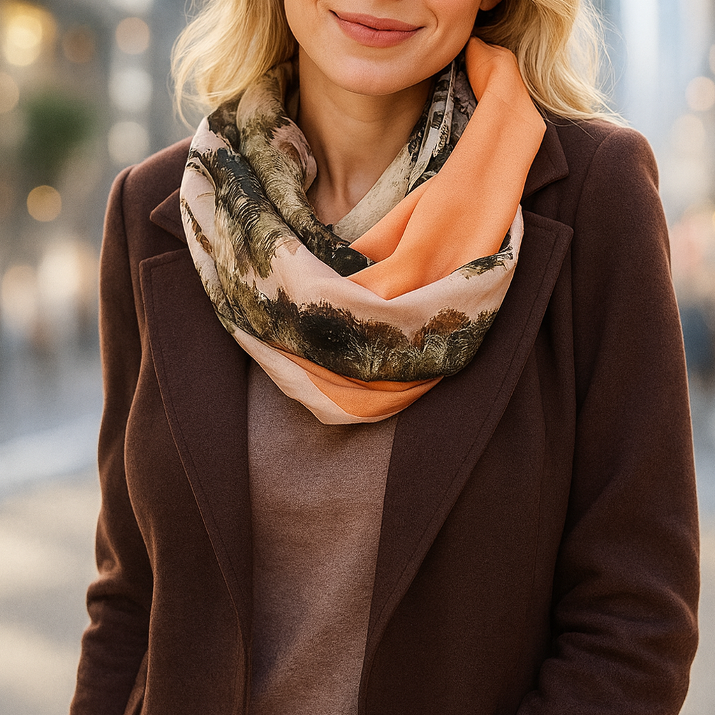 Fular Circular Reversible · Bosque Naranja