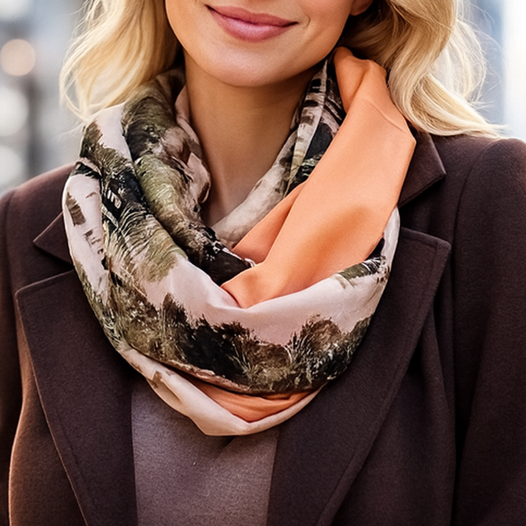 Fular Circular Reversible · Bosque Naranja