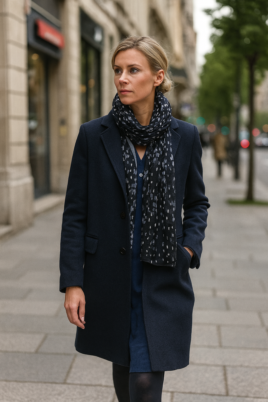 Bufanda Larga y grande de Punto Reversible · Gotas / Gris