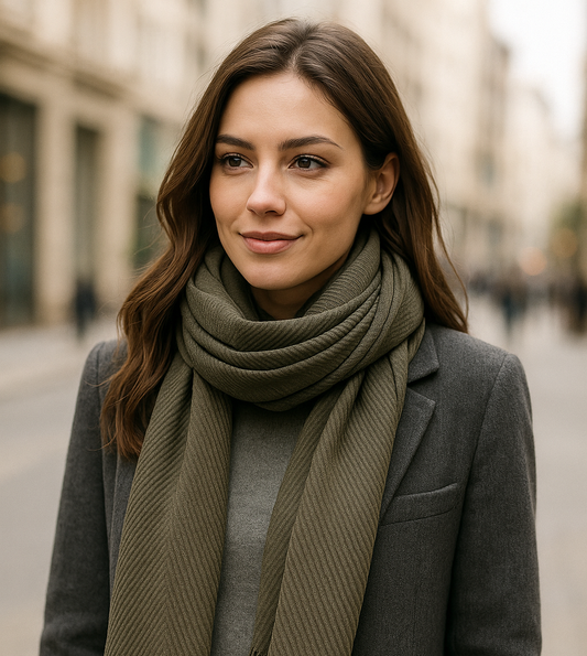 Bufanda Larga Plisada · Oliva (última unidad!)