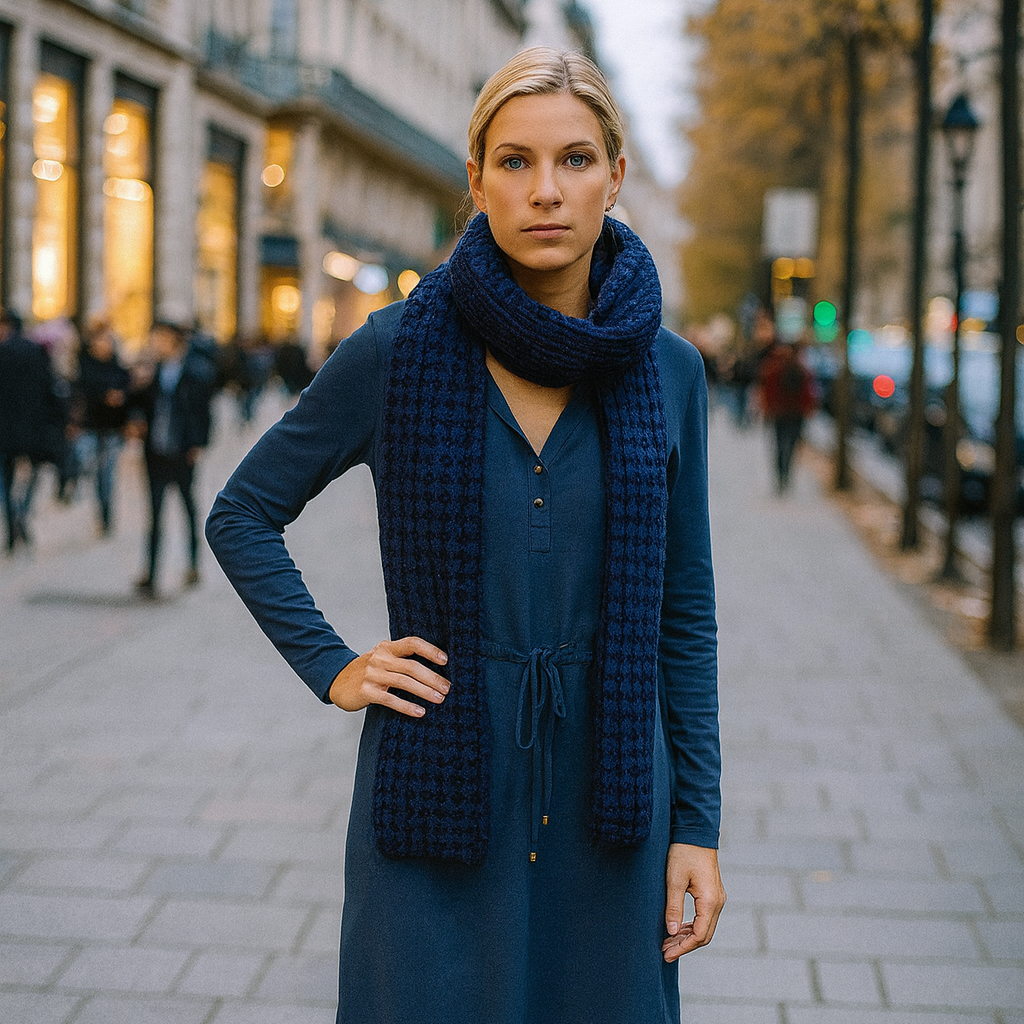 Bufanda Larga Tejida · Marino