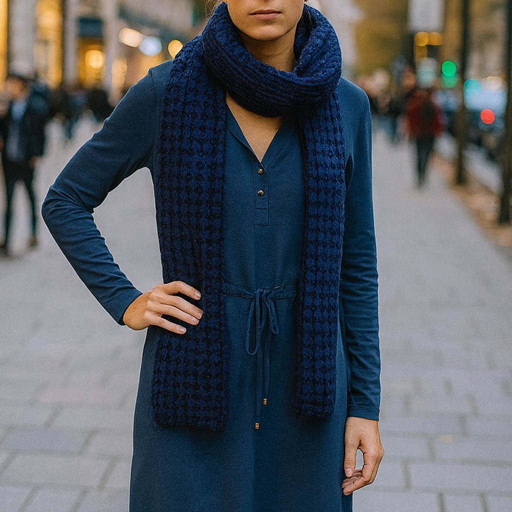 Bufanda Larga Tejida · Marino