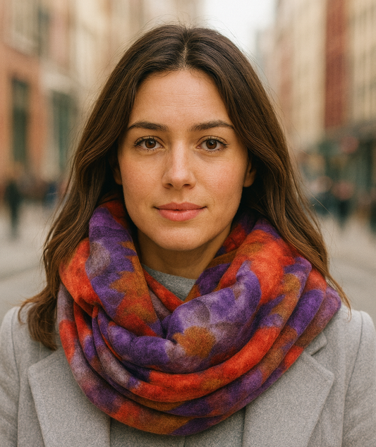 Bufanda Infinita Suave de Flores Mujer · Lila