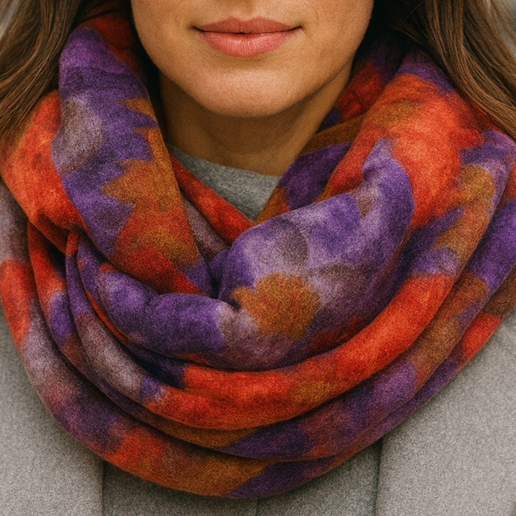 Bufanda Infinita Suave de Flores Mujer · Lila