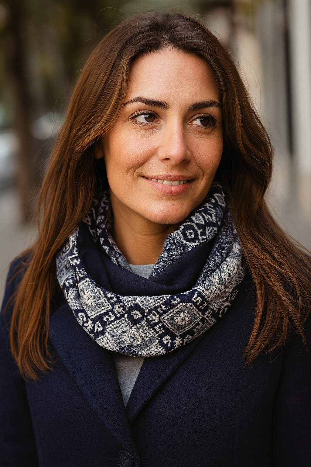 Bufanda Infinita Cuello Reversible Mujer · IKAT/Azul (última unidad!)