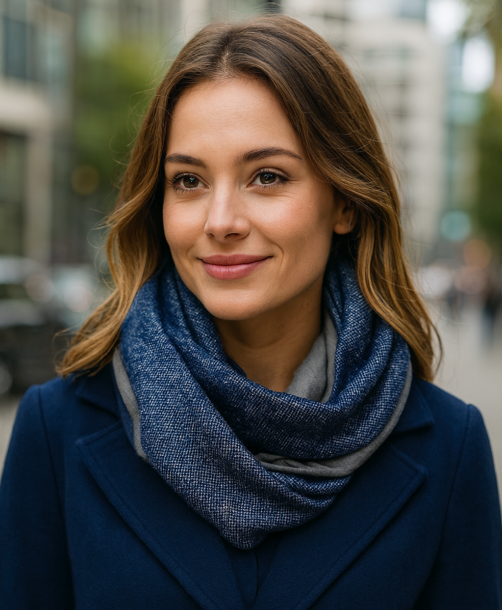 Bufanda Infinita Reversible · Azul/Oliva