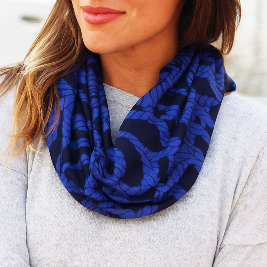 Bufanda Infinita Reversible Mujer · Náutico/Azul