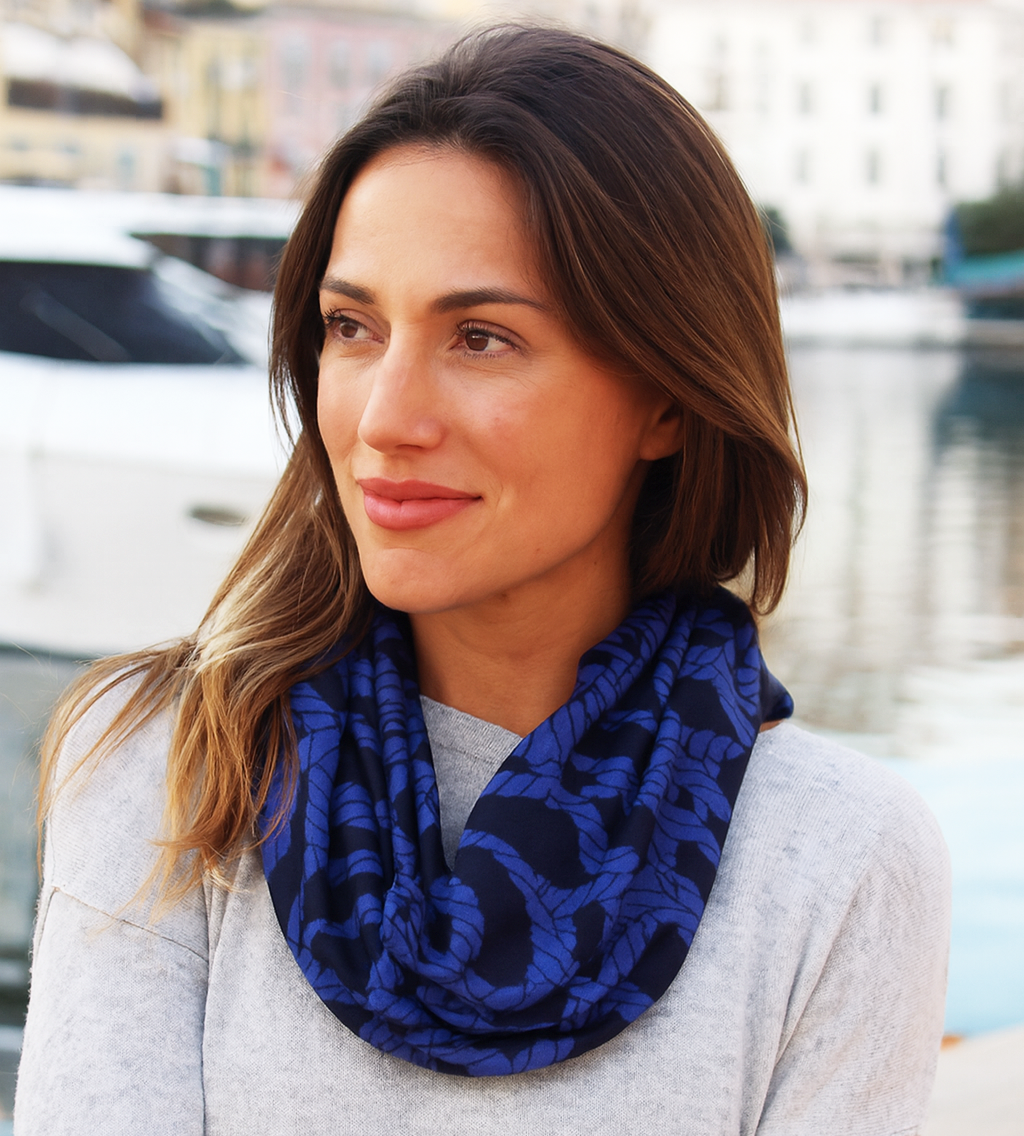 Bufanda Infinita Reversible Mujer · Náutico/Azul