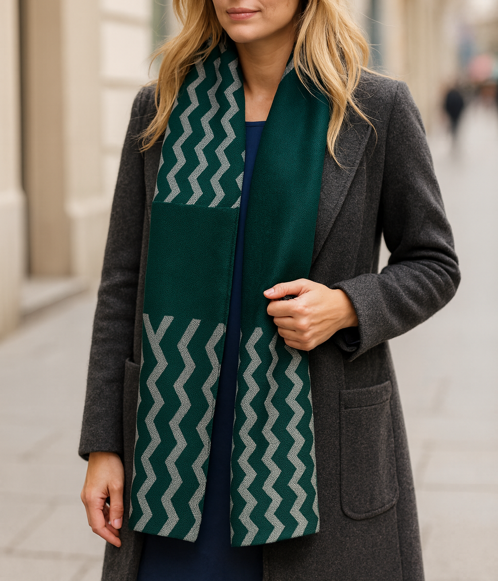 Bufanda Chal Verde Gris · Rombos (50x150cm)