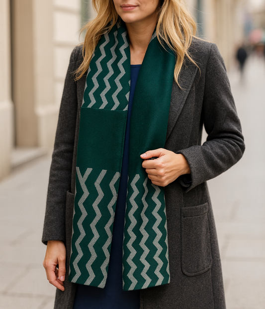 Bufanda Chal Verde Gris · Rombos (50x150cm)