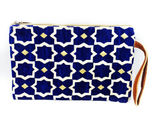 Cartera de Mano Neceser Estampado Andaluz – Colorido y Alegre · Azul Marino