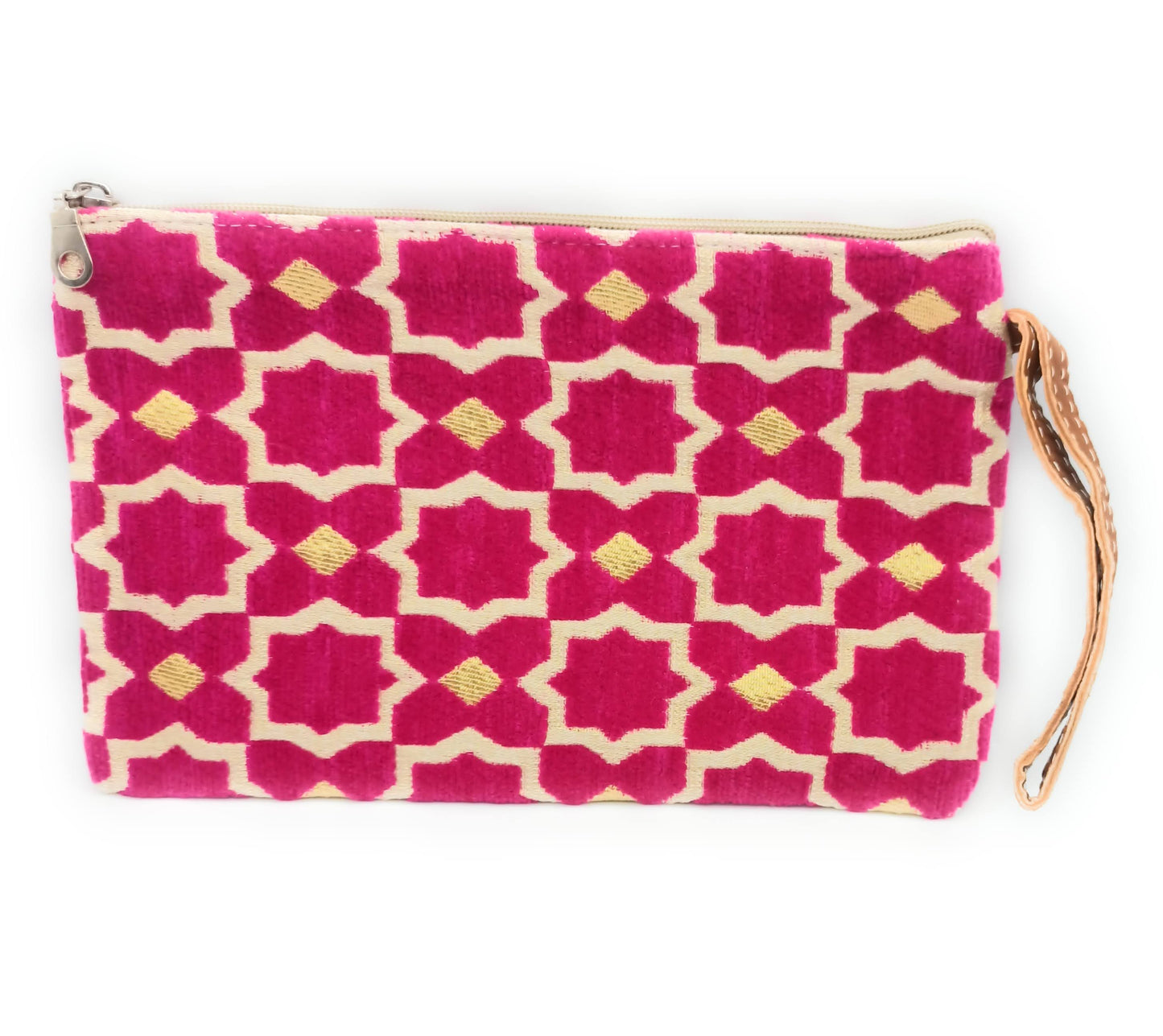 Cartera de Mano Neceser Estampado Andaluz – Colorido y Alegre · Fucsia