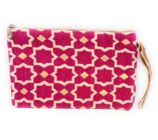 Cartera de Mano Neceser Estampado Andaluz – Colorido y Alegre · Fucsia