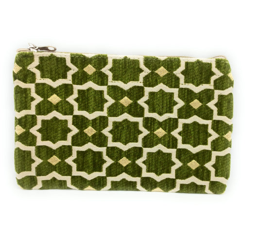 Cartera de Mano Neceser Estampado Andaluz – Colorido y Alegre · Verde Claro