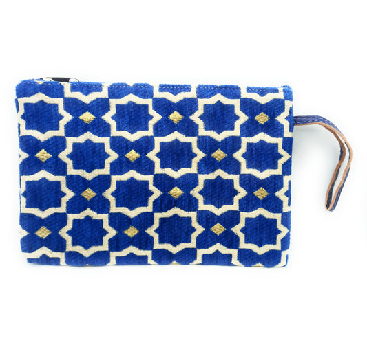 Cartera de Mano Neceser Estampado Andaluz – Colorido y Alegre · Azul Claro