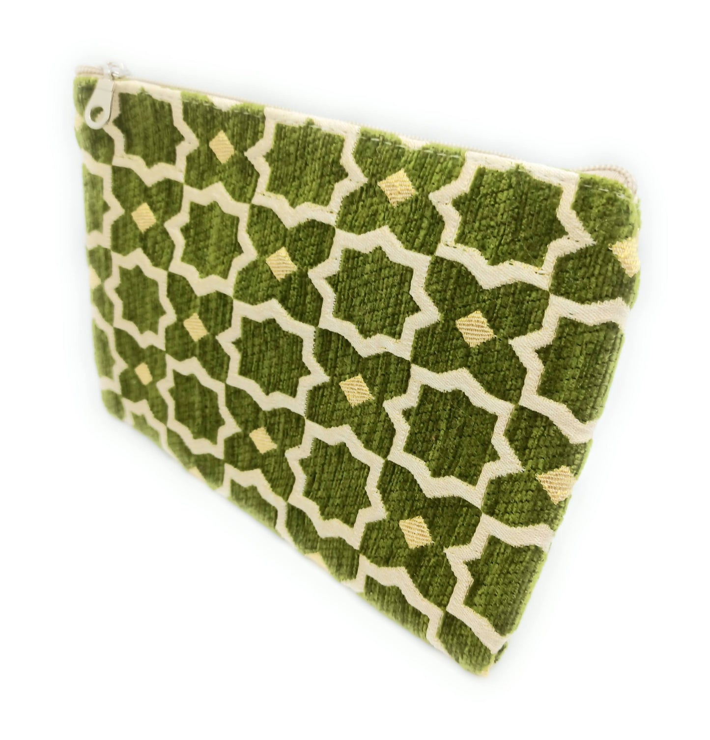 Cartera de Mano Neceser Estampado Andaluz – Colorido y Alegre · Verde Claro