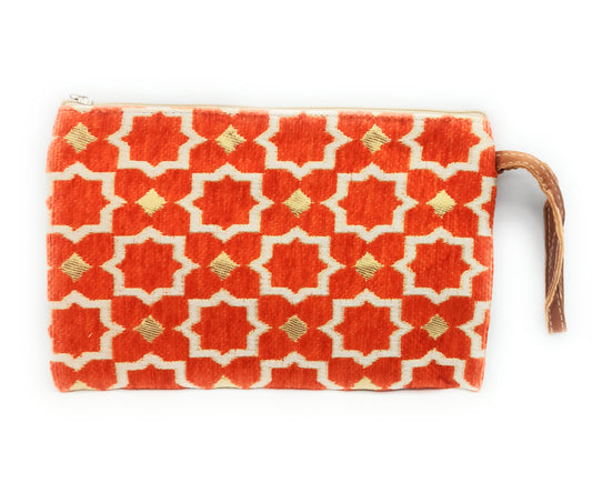 Cartera de Mano Neceser Estampado Andaluz – Colorido y Alegre · Naranja