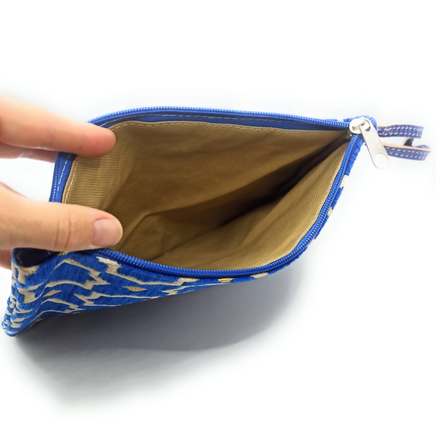 Cartera de Mano Neceser Estampado Andaluz – Colorido y Alegre · Azul Claro