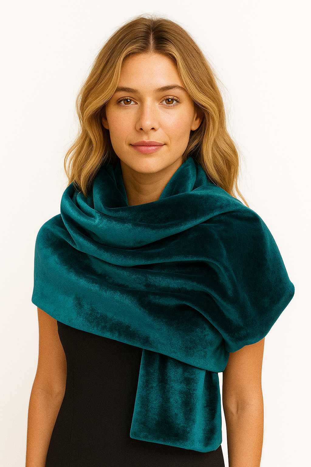 Estola de Terciopelo Mujer – Elegante y Hecha a Mano en Sevilla · Verde Esmeralda (50x150cm)