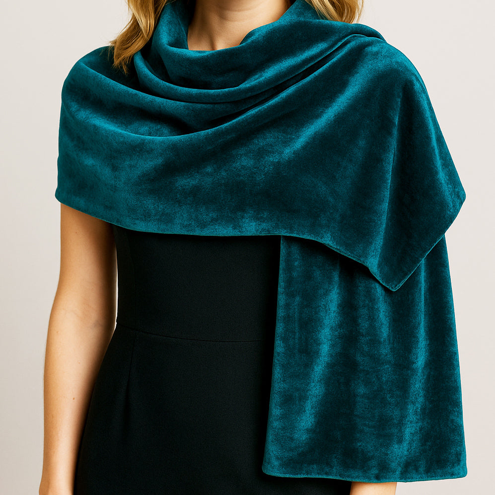Estola de Terciopelo Mujer – Elegante y Hecha a Mano en Sevilla · Verde Esmeralda (50x150cm)