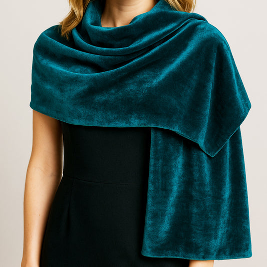 Estola de Terciopelo Mujer – Elegante y Hecha a Mano en Sevilla · Verde Esmeralda (50x150cm)