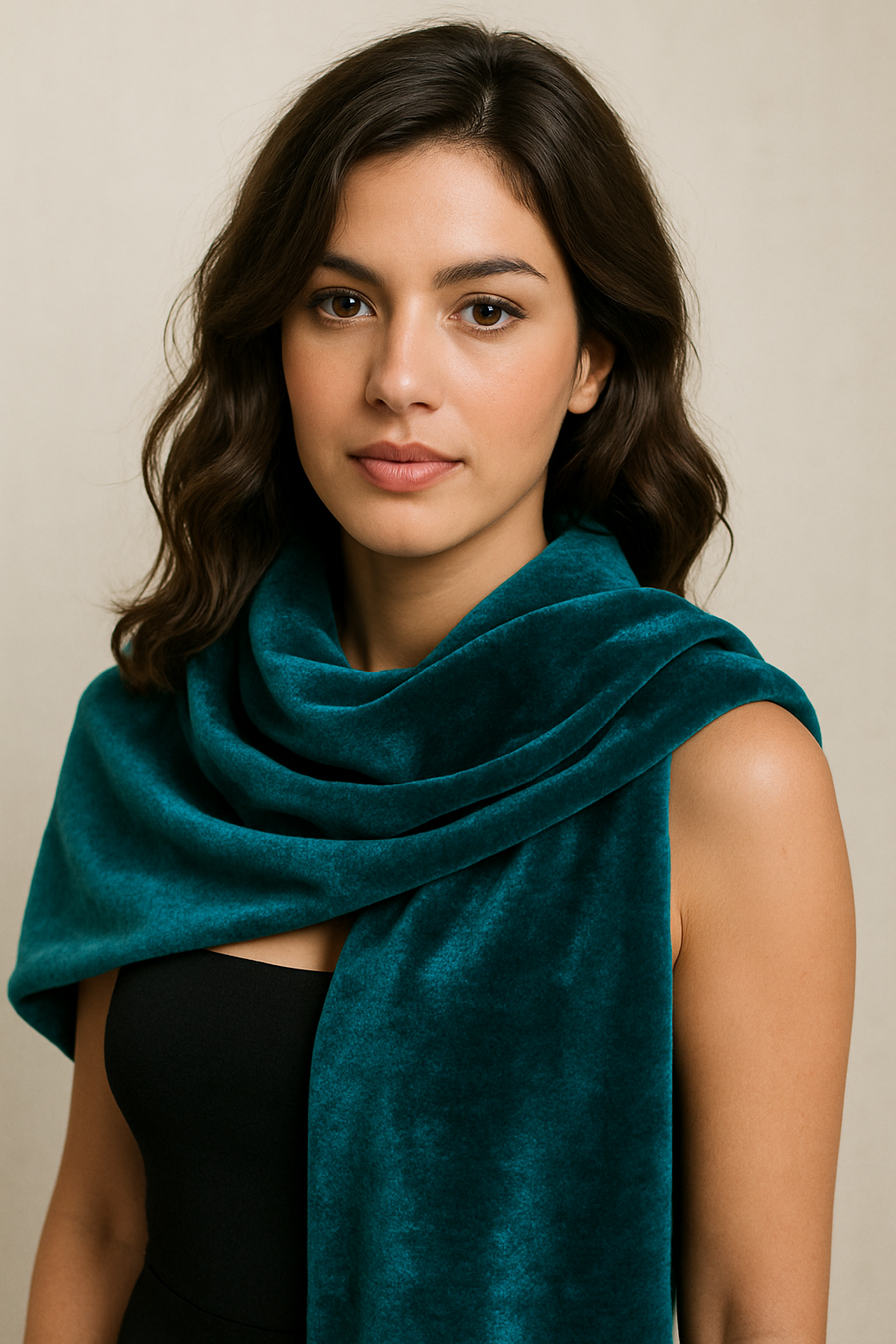 Estola de Terciopelo Mujer – Elegante y Hecha a Mano en Sevilla · Verde Esmeralda (50x150cm)