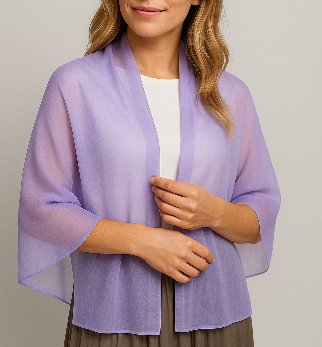 Chal de Chifón – Ligero, Elegante y Hecho en España · Color Lavanda (50x150cm) última unidad