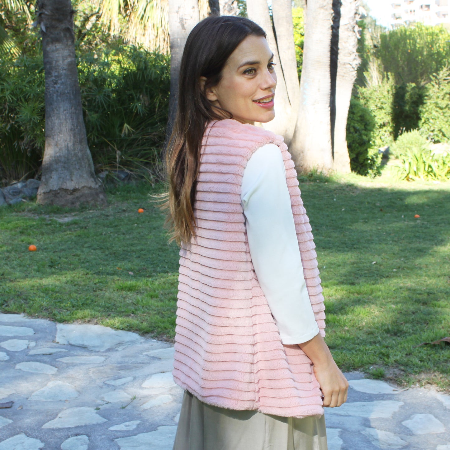 Chaleco de Pelo Sintético de Mujer – Elegante, Suave y de Tendencia · Pelo Sintético Rosa (talla única)