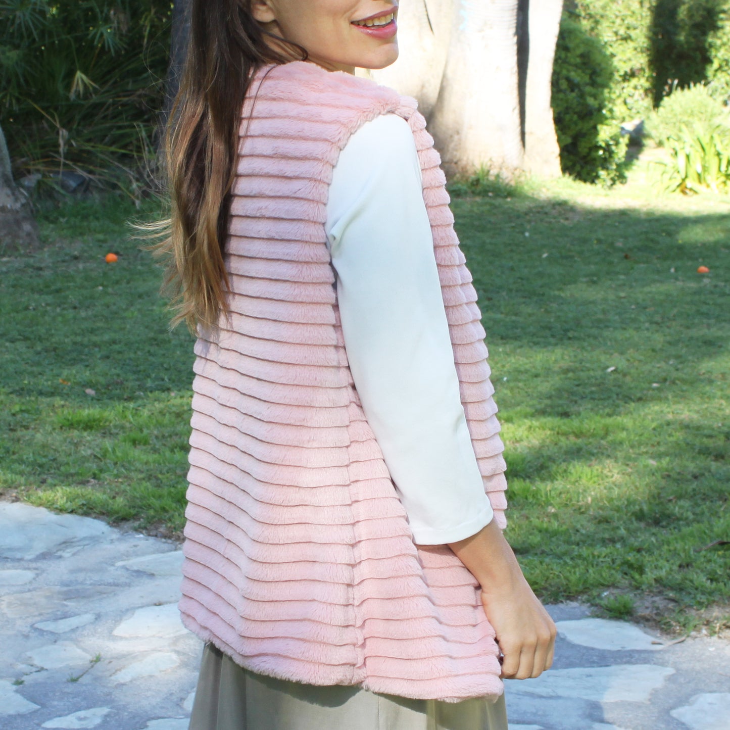 Chaleco de Pelo Sintético de Mujer – Elegante, Suave y de Tendencia · Pelo Sintético Rosa (talla única)