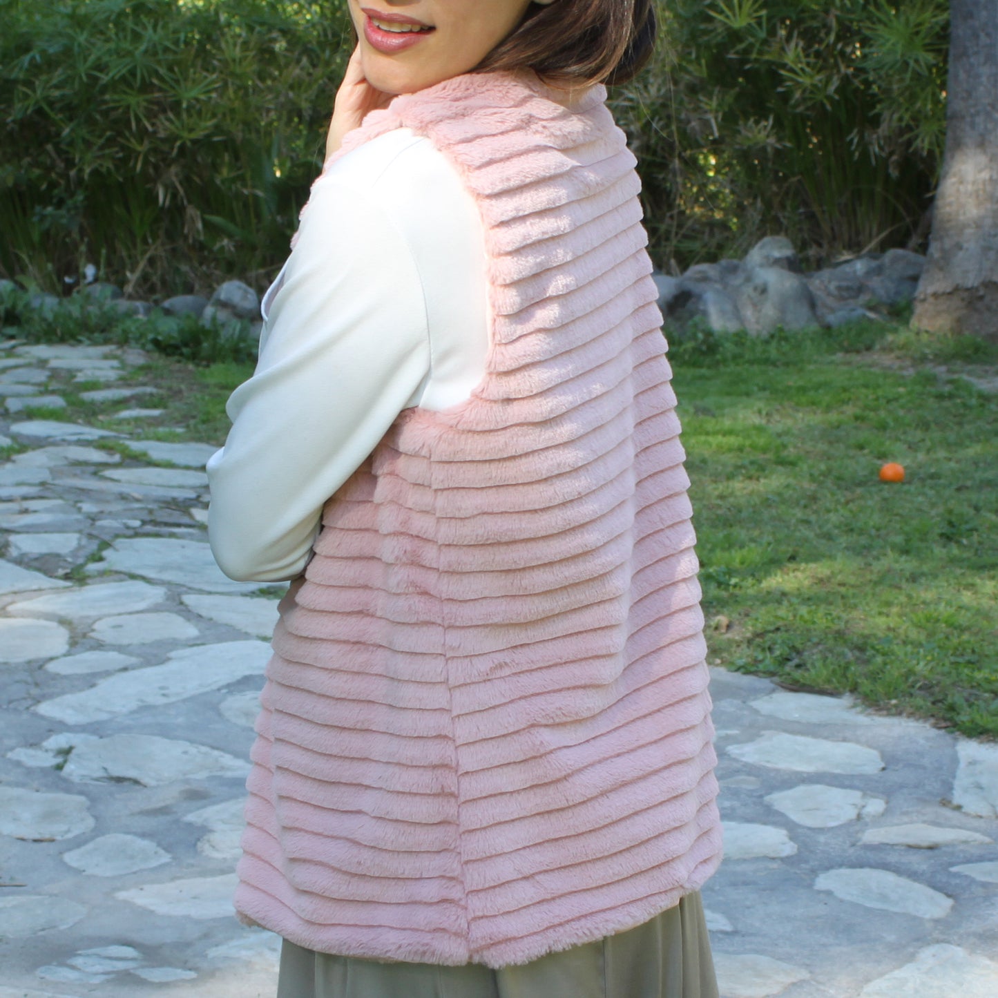 Chaleco de Pelo Sintético de Mujer – Elegante, Suave y de Tendencia · Pelo Sintético Rosa (talla única)