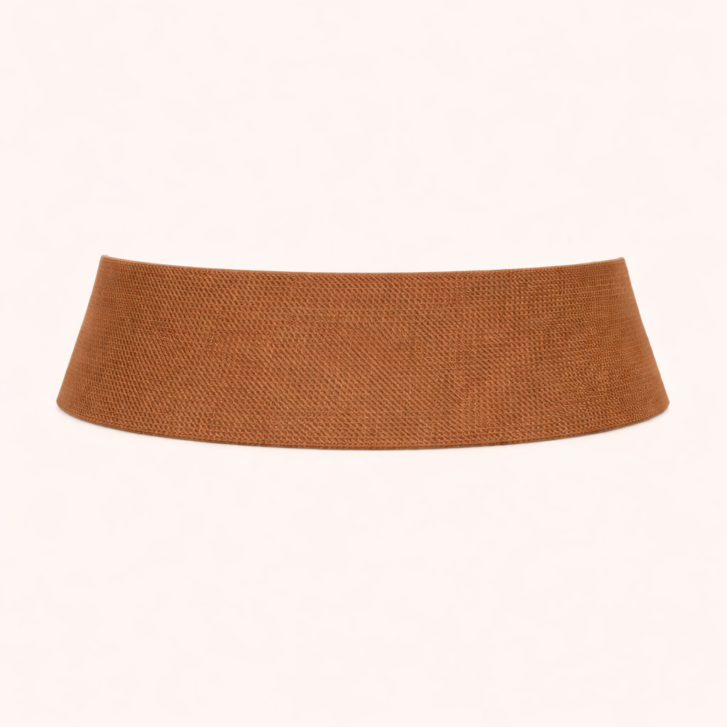 Cinturón de ante elástico Marrón con tachuelas · Talla regulable S/M