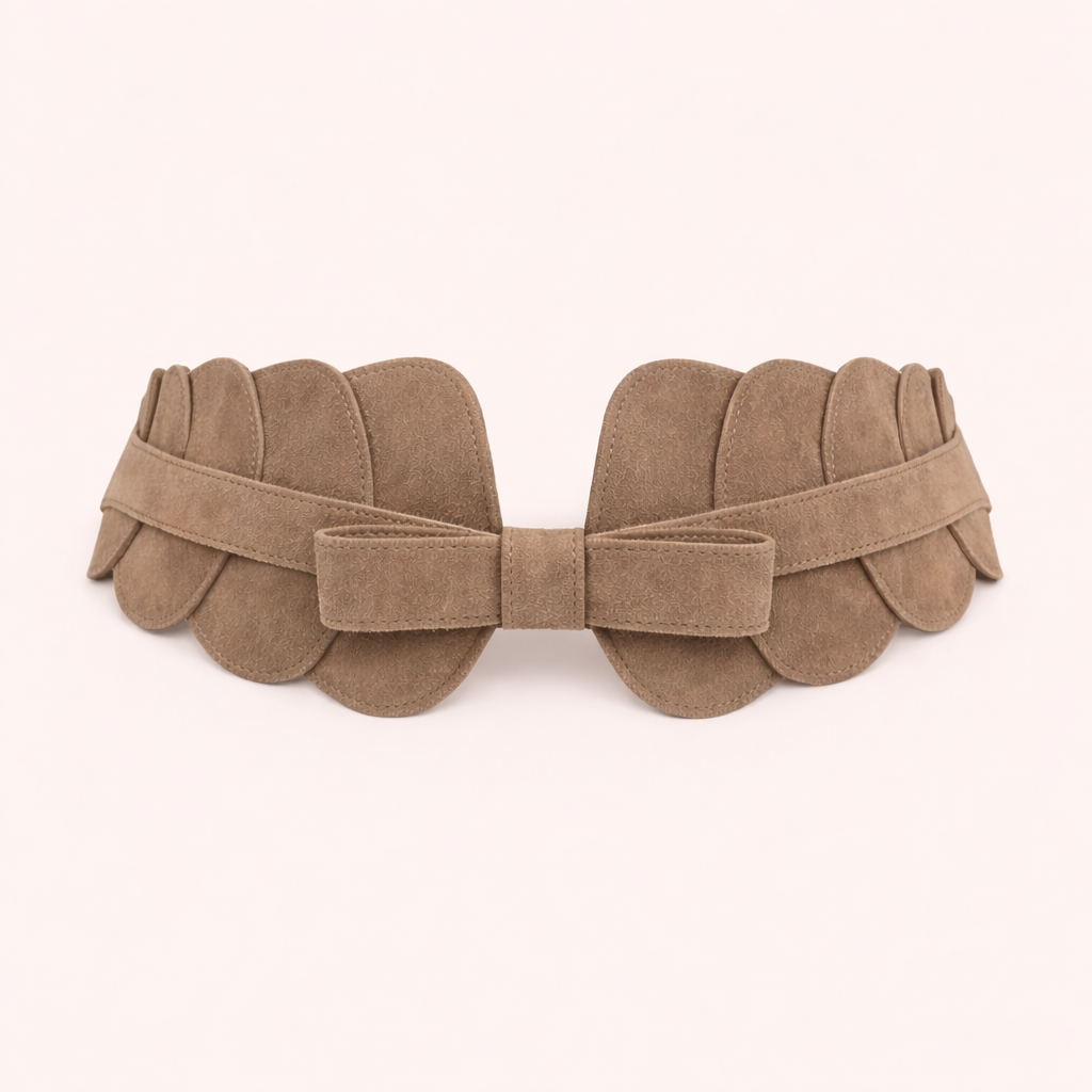 Ceinture élastique en daim beige avec nœud | Élégante et confortable (Édition limitée)