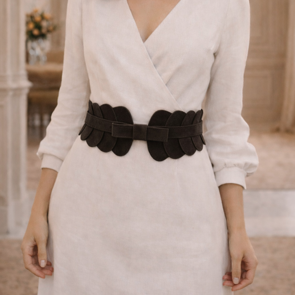 Cinturón elástico de ante negro con lazo | Elegante y cómodo (Edición limitada)