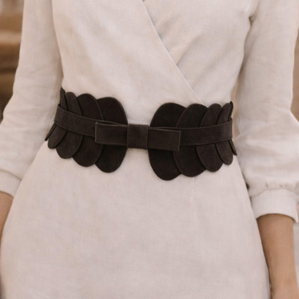 Cinturón elástico de ante negro con lazo | Elegante y cómodo (Edición limitada)