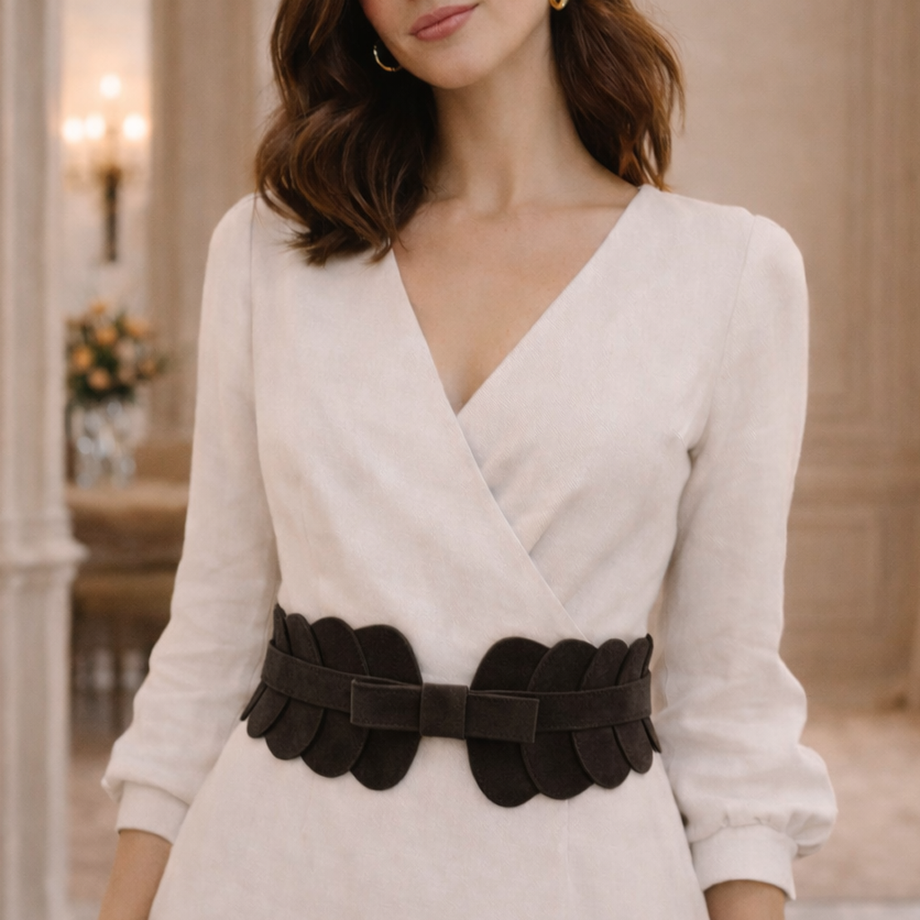 Cinturón elástico de ante negro con lazo | Elegante y cómodo (Edición limitada)