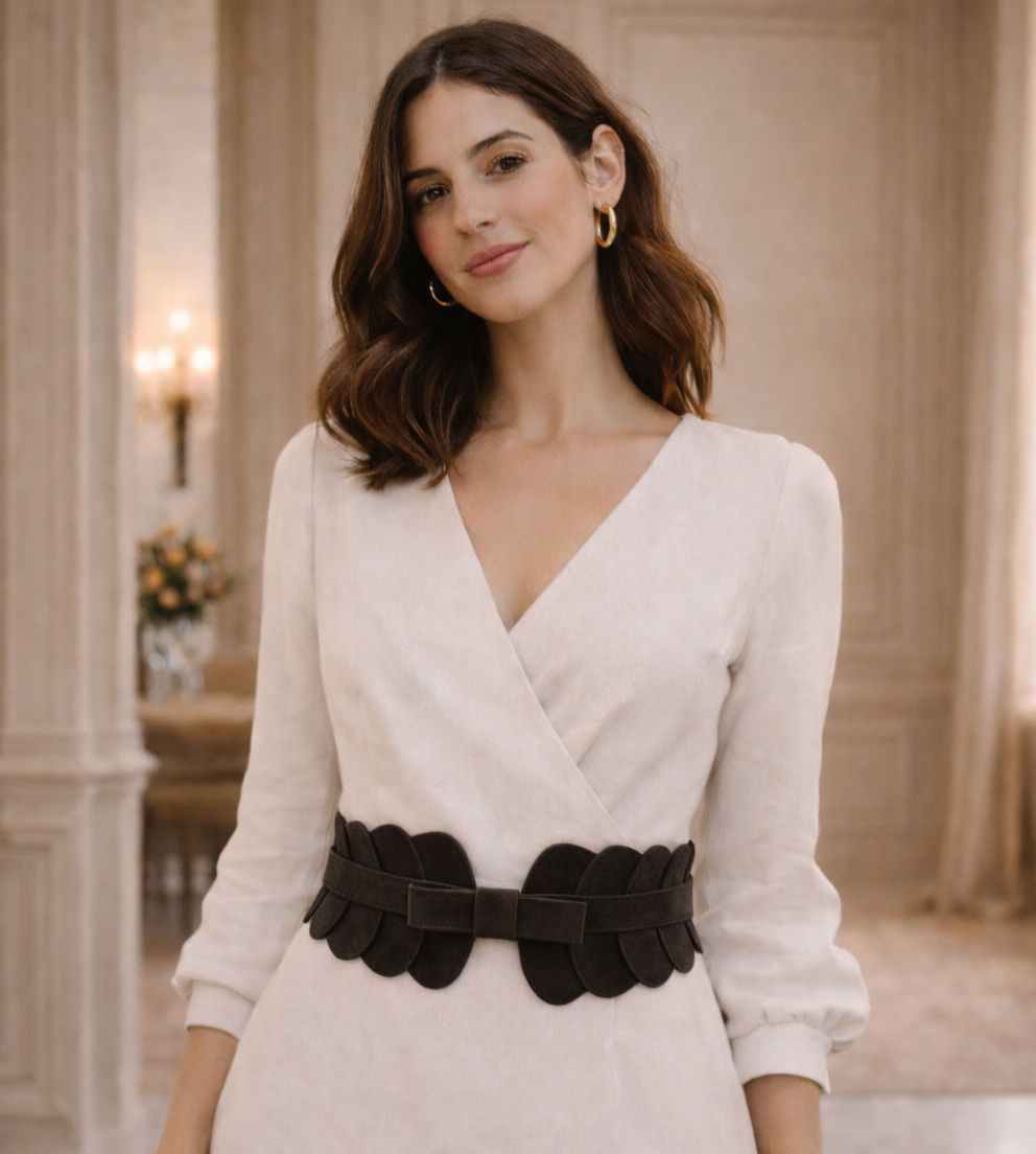 Cinturón elástico de ante negro con lazo | Elegante y cómodo (Edición limitada)