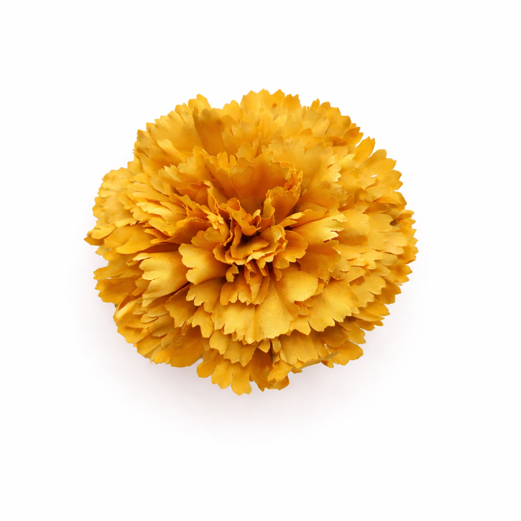 XL-Nelke, große Flamenco-Blume als Haarschmuck für Damen · Senfgelb, Ø 13 cm