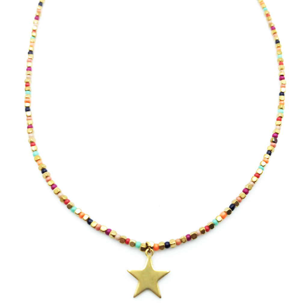 Collar con Cuentas · Multicolor Estrellas