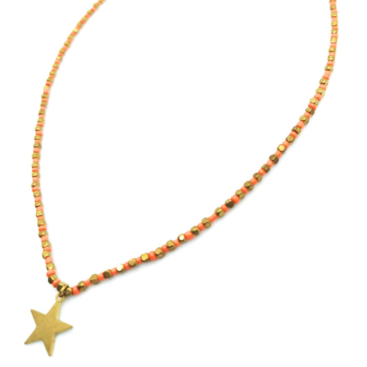Collar con Cuentas · Naranja Estrella