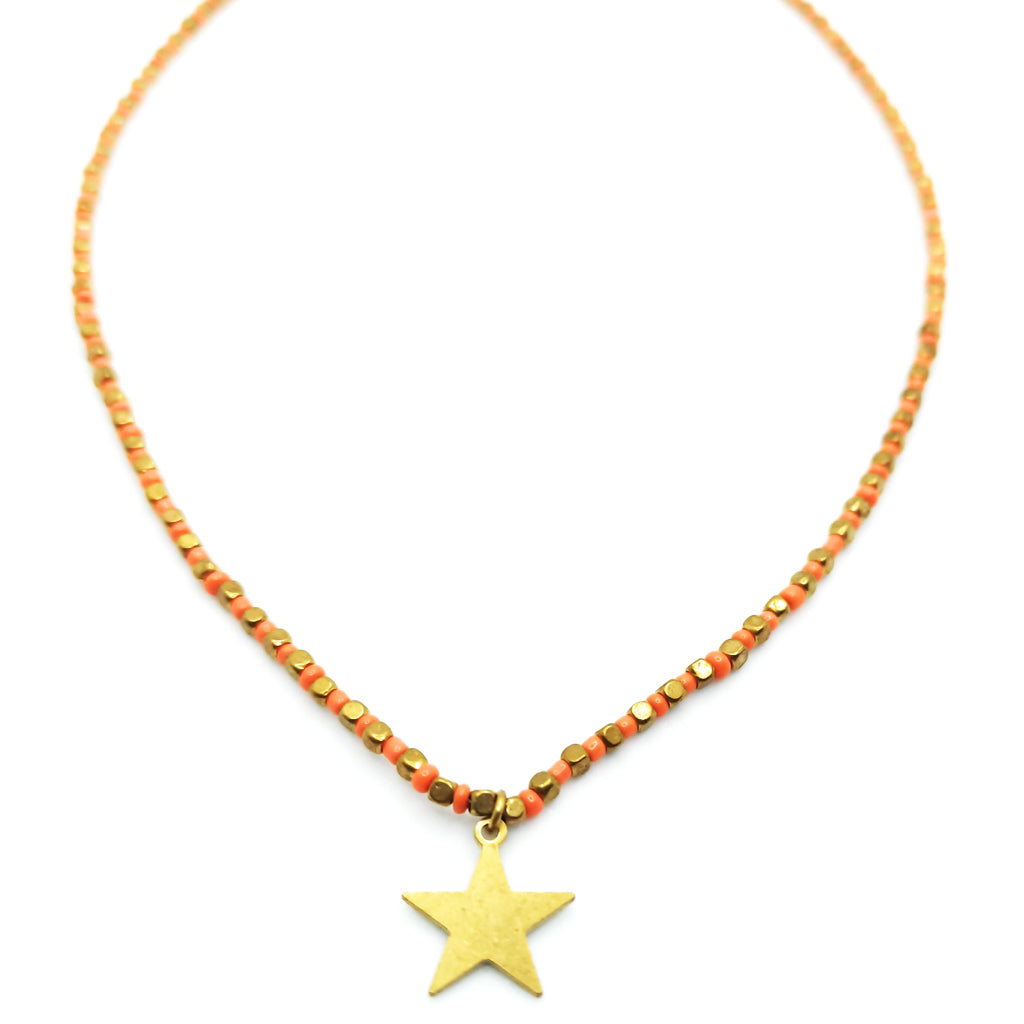 Collar con Cuentas · Naranja Estrella
