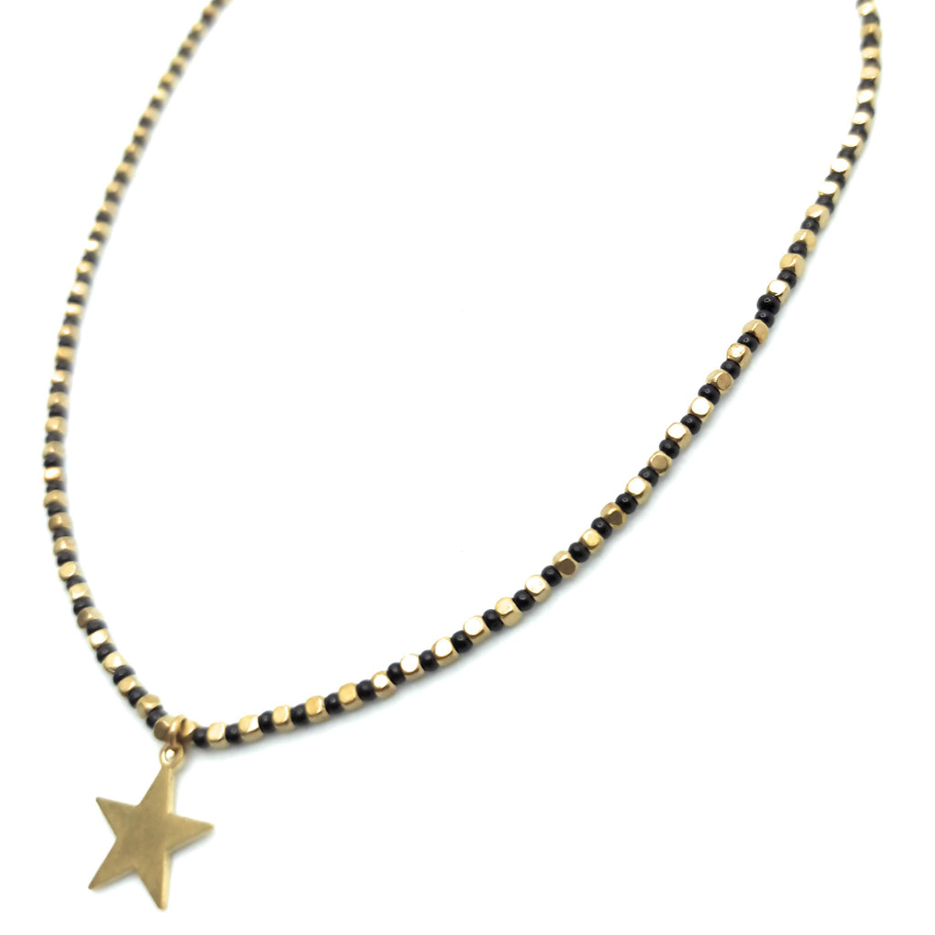 Collar con Cuentas · Negro Estrella