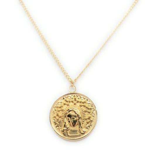 Collar dorado con Medalla dorada de Virgen María · Joya elegante ideal para regalo (Edición limitada!)