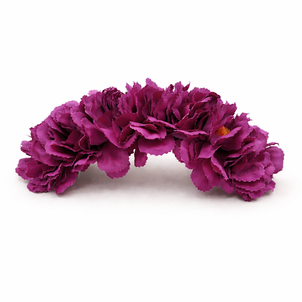 Corona flamenca de claveles magenta para el pelo · Magenta