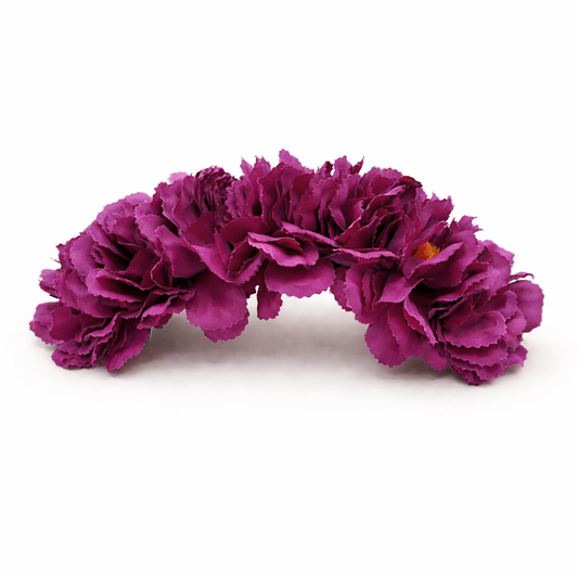 Corona flamenca de claveles magenta para el pelo · Magenta