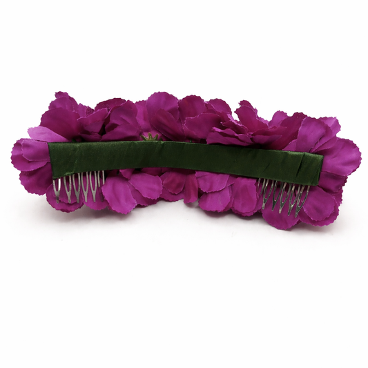 Corona flamenca de claveles magenta para el pelo · Magenta