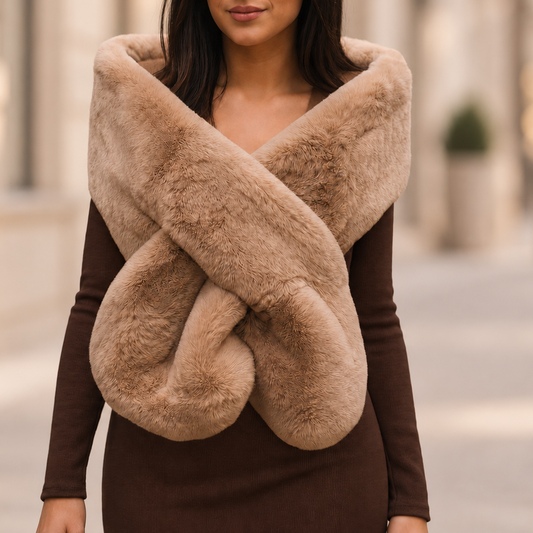 Estola de Pelo Sintético Grande · Camel 160x27cm (Talla S/M)